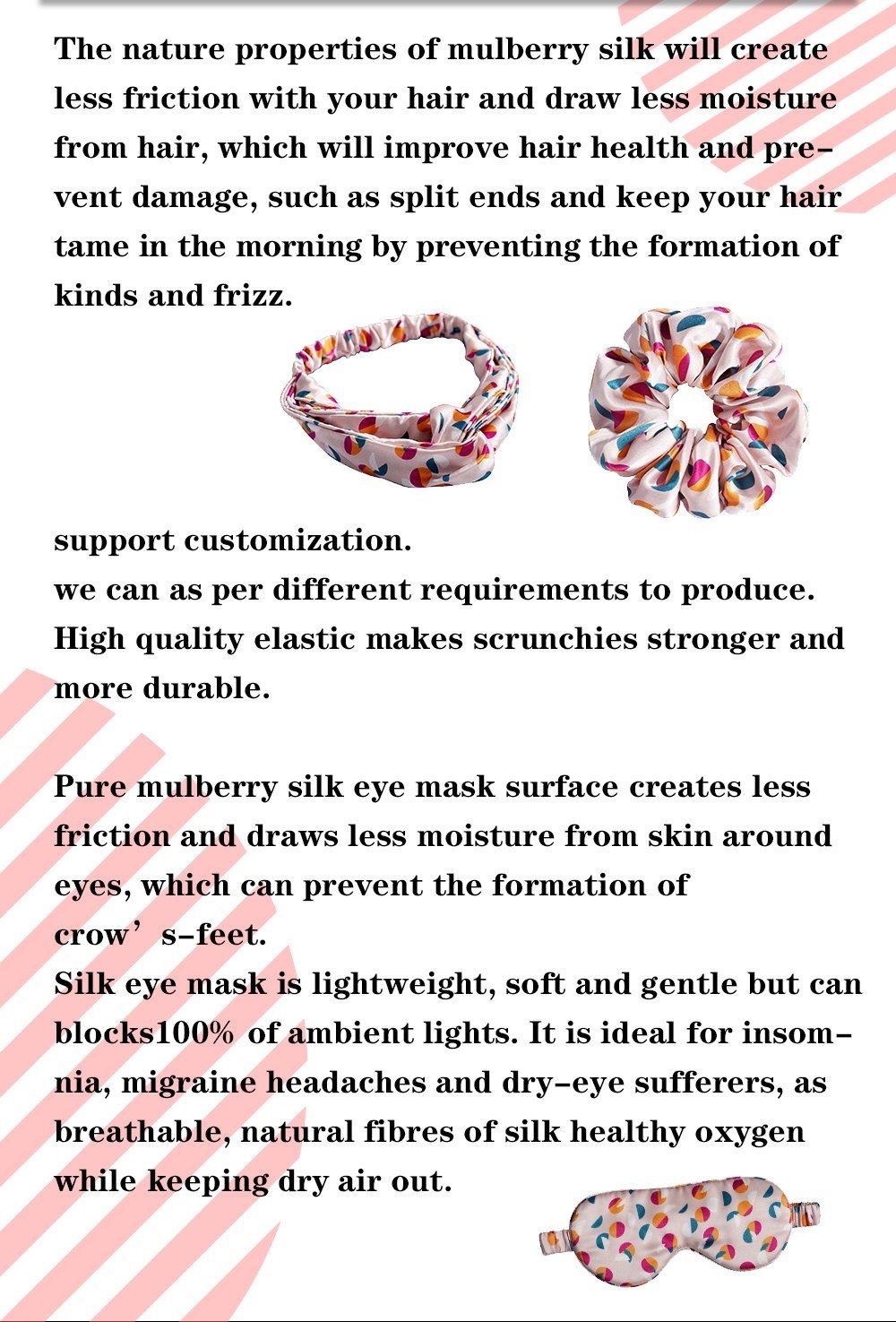 100% Mulberry Silk 22momme Custom Silk Hair Accessories Gift Set