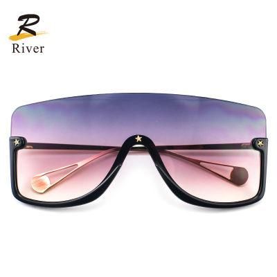 Oversize PC Half-Rim Frame Women Wholesale Sunglasses