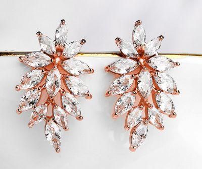 Rose Gold CZ Earring Jewelry, Bridal Wedding CZ Earring for Brides