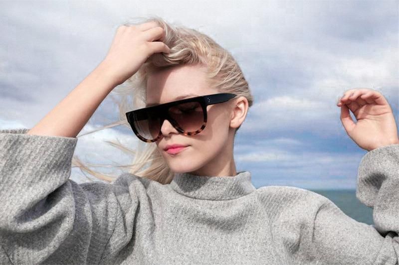 High Quality Sunglasses Ladies Rivet Sunglasses Big Frame Glasses