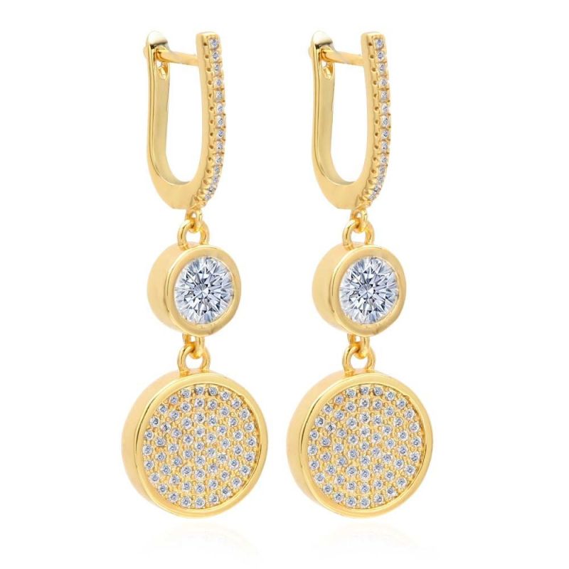 Fashion Elegant Shiny Stainless Steel Stud Earrings for Women Party Wearing Big Cut Multi Colors Zircon Crystal Earrings