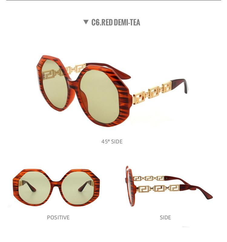 2022 Stylish Round Sun Glasses for Women Metal Frame Gradient Lens UV400 Sunglasses