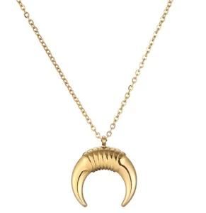 Vintage Horn Necklace Fashion Stainless Steel Moon Necklace Jewelry