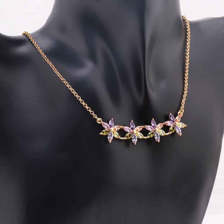 Cubic Zirconia Brass Jewelry 18 K Gold Plated Fashion Jewelry Sets