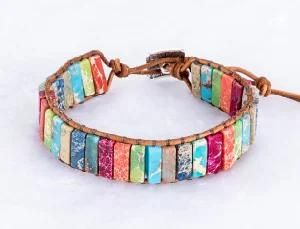 Spirituality Jewelry Colorful Emperor Jasper Stones Handmade Boho Wrap Bracelet