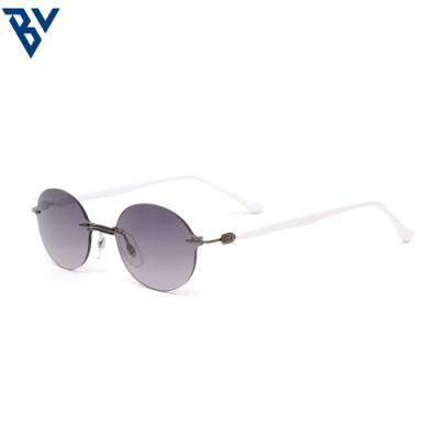 BV Latest Fashion Rimless Retro Oval Lens Sunglasses