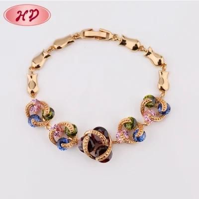 Hot Popular 18K Rose Gold Jewelry Crystal Charm Bracelet