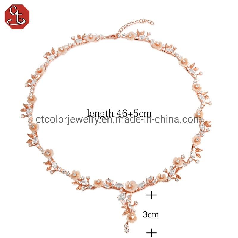 Hotsale fashion jewelry 925 silver with 5A zircon natural shell flower Necklace