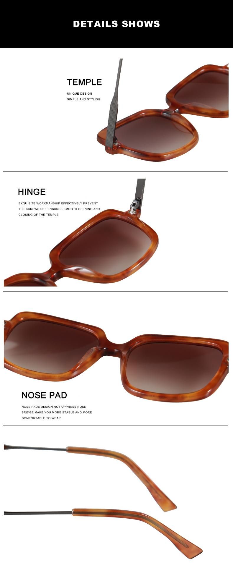 High Quality Hand-Make with Eco Friendly Acetate Sunglasses for Lady