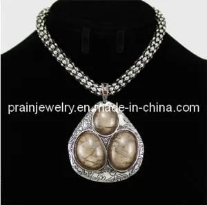 Summer Fashion Fine Jewelry/ 2013 Natural Zinc Alloy Plated with Antique Silver Unique Ethnic Gems Necklaces (PN-107)