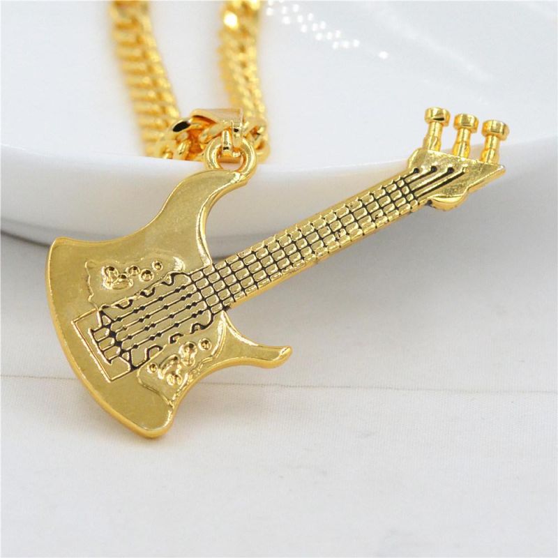 Fashion Gold Plated Electric Guitar Pendant Necklace for Music