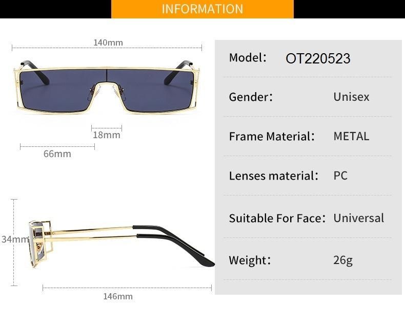 2022 Metal Frame One Piece Sunglasses Punk Sunglasses