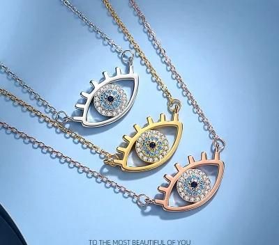 S925 Sterling Silver Devil&prime; S Eye Fashion Eye Clavicle Chain
