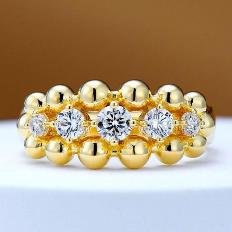 925 Sterling Silver Jewelry Finger Trendy Enamel Eternity 18 Gold Plated Beads Ring Women Luxury Wedding Ring