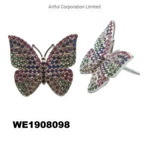Hot Sale Pink Rhodium Silver Earring Fashion Earring Fashion Jewelry