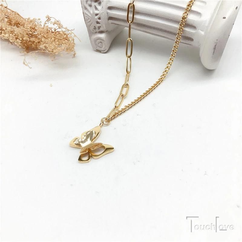 Manufacturer Custom Fashion Jewelry Chain Gold Plated 18K Butterfly Necklace Jewelry for Wedding & Party Trendy Stainless Steel Jewelry