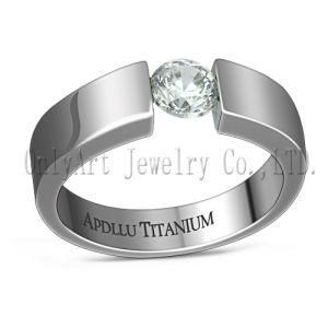 Cubic Zircon Set on Steel or Titanium Ring (OATR0345)