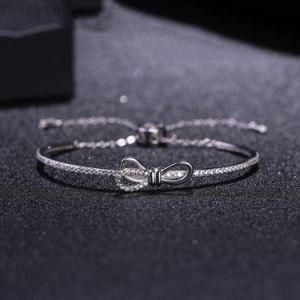 New Arrivals Stainless Steel Jewelry Women Bowknot Crystal Charm Bangle Bracelet