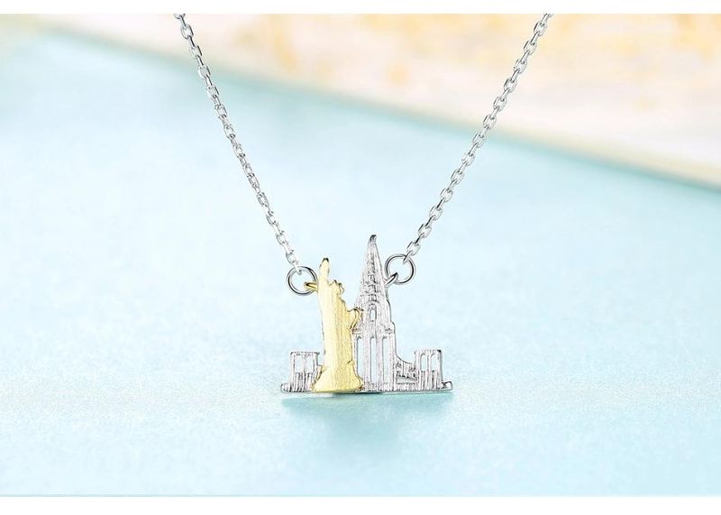 Unique Minimalist Castle S925 Sterling Silver Necklace for Women Special Gift