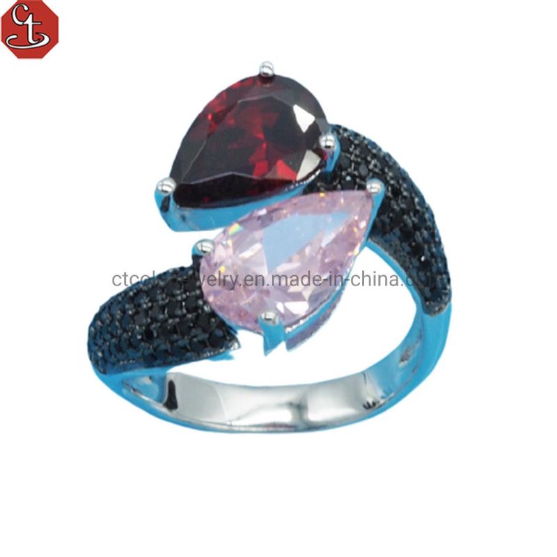 New Fashion jewelry Valentine′s Gift Blue gemstone Ring for Girls