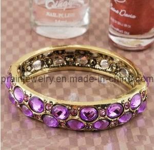 Spring Fashion Inlay Purple Acrylic Gemstone Ancient Alloy Bracelet (PB-042)