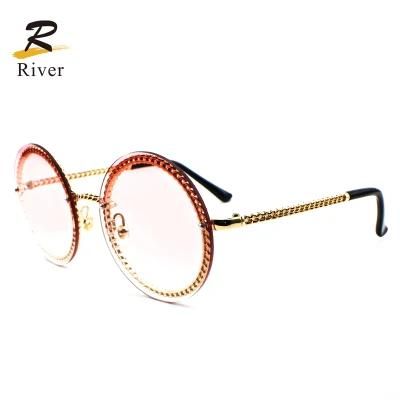 Metal Chain Shape Round Frameless Wholesale Women Sunglasses