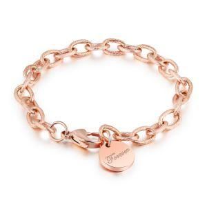 Fashion Women Round Custom Lettering Adjustable Stainless Steel Bracelet