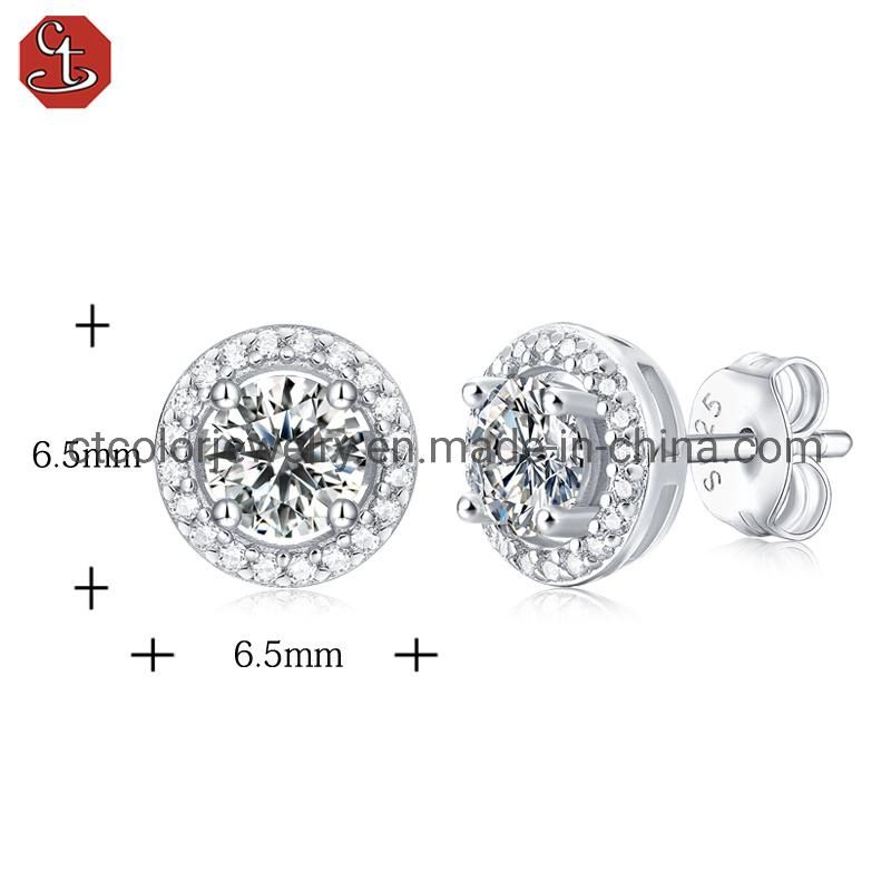 50 Points Moissanite Round Stud Earrings 925 Sterling silver fashion jewelry elegant earrings for girls
