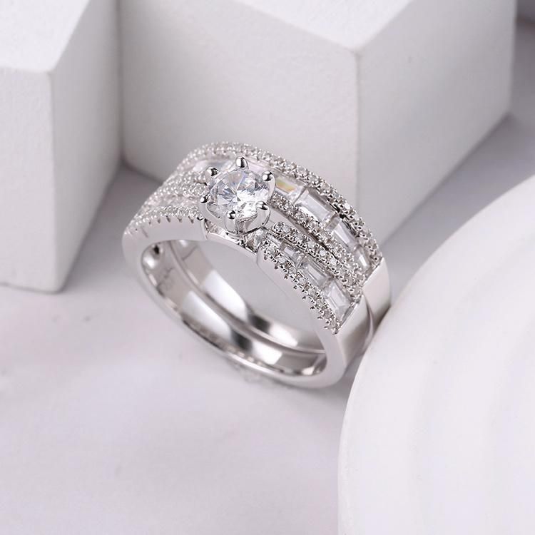 925 Silver Luxury Elegant High Quality Jewellery Fashion Accessories Factory Wholesale CZ Moissanite Ring for Trendy Women