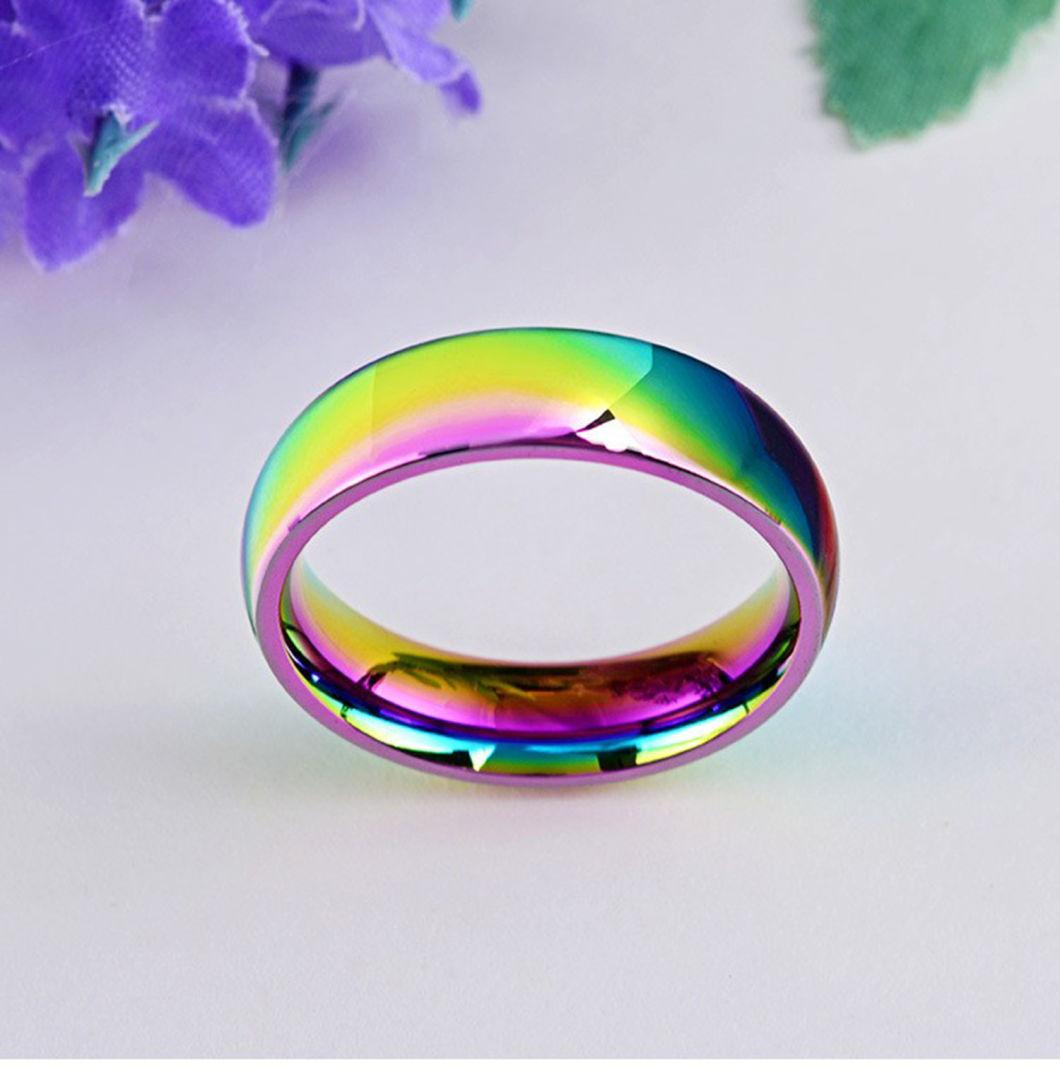 Titanium Steel Colorful Glare Color Ring The Rainbow Ring European and American Fashion Jewelry Wholesale SSR1921