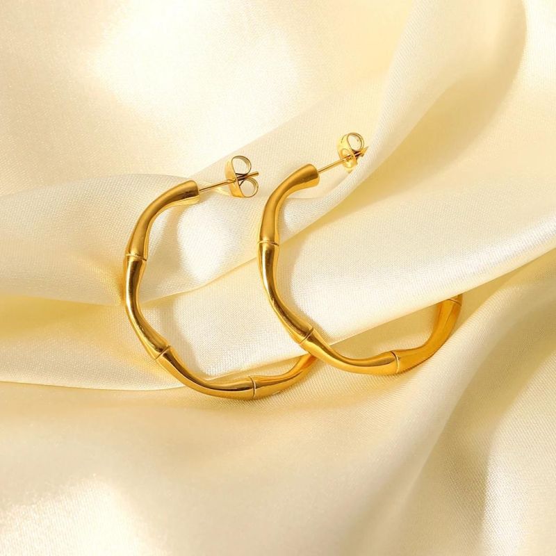 Jewelry Wholesale Custom Fashion Jewelry 18K Gold-Plated Stainless Steel Hypoallergenic Ring  Earrings