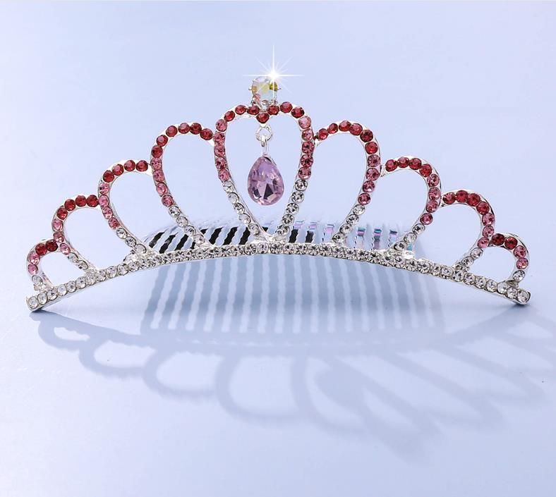 Tiara Children Princess Rhinestone Crown Comb Hair Accessories