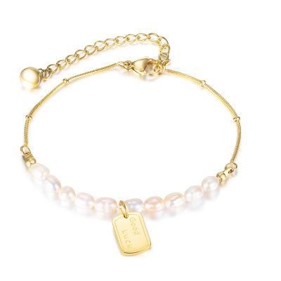 Freshwater Pearl Bracelet Stainless Steel Chain Women