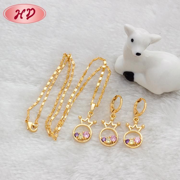 18K 14K Gold Plated Necklace Earrings Jewelry Set for Lady