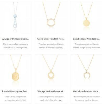 Coin Pendant Necklace Silver 18K Yellow Gold Plated Chain/CZ Zipper Pendant Chain Necklace Sterling Silver