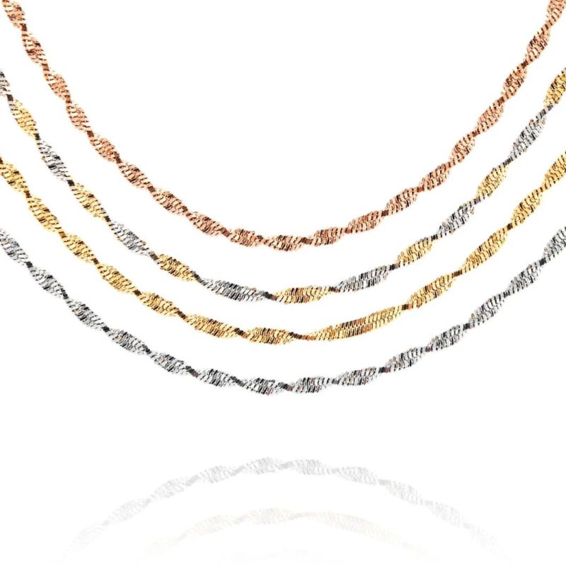 Wholesale 18K Gold Plated Twisted Herringbone Chain Stainless Steel Jewelry Necklace