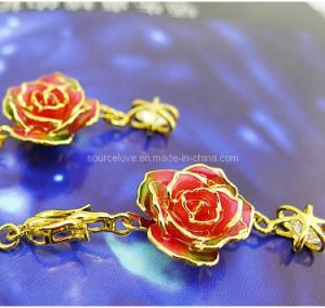 24k Gold Rose Earring for Holiday Gift (EH066)