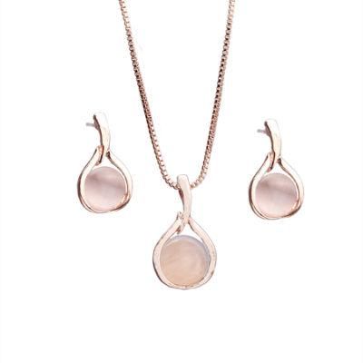 Wholesale Jewelry Sets Women Elegant Waterdrop Rhinestone Pendant Necklace Hook Earrings Jewelry Set
