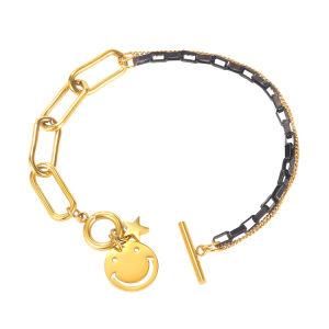 Fashion Adjustable Paper Clip Chain Stainless Steel &#160; Smile Coin Pendant Women Bracelet