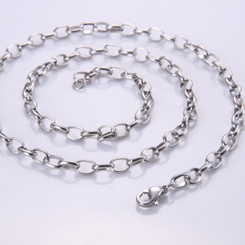 Stainless Steel Jewelry Oval Belcher Cable Necklace Chain for Fashion Jewelry Design