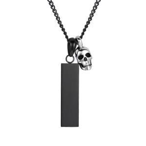 Fashion Necklace 2021 Trend Men Engraved Letter Logo Black Bar Pendant Skull Jack Necklace