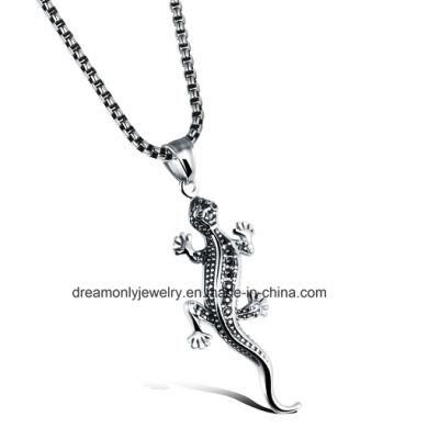 Fashion Men&prime;s Necklace Gecko Lizard Pendant Stainless Steel Chain Necklaces Male Jewelry Gifts Personality Accessories