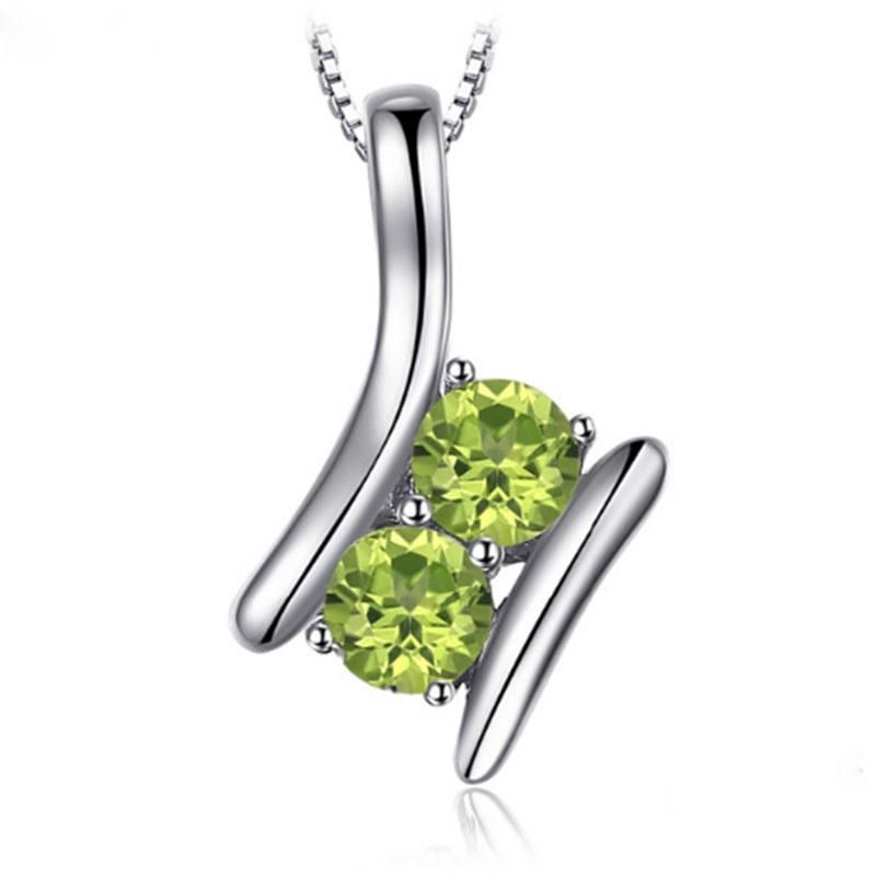 925 Sterling Silver Pendant for Fashion Women Fine Jewelry with Natural Gemstone Peridot