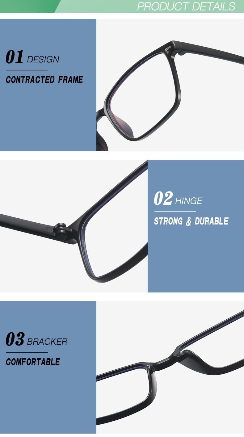 Square Transparent Color Anti-Blue Light Glasses Women′s Light and Comfortable Retro Midin Glasses