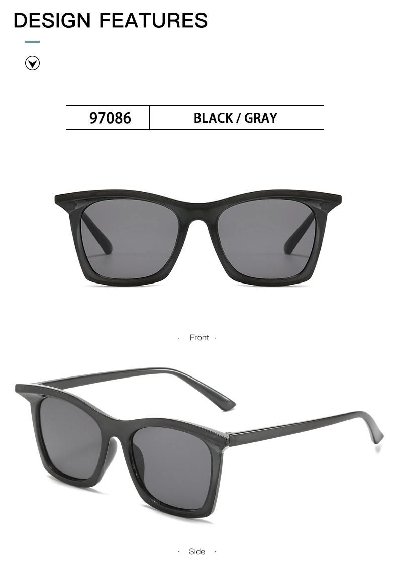 Sunglasses Retro Literary Sunglasses Bright Black Plain Face Fashion Wear Sunglasses