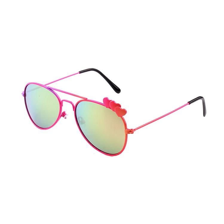 Girls Pink Frame with Black Tips Metal Sunglass