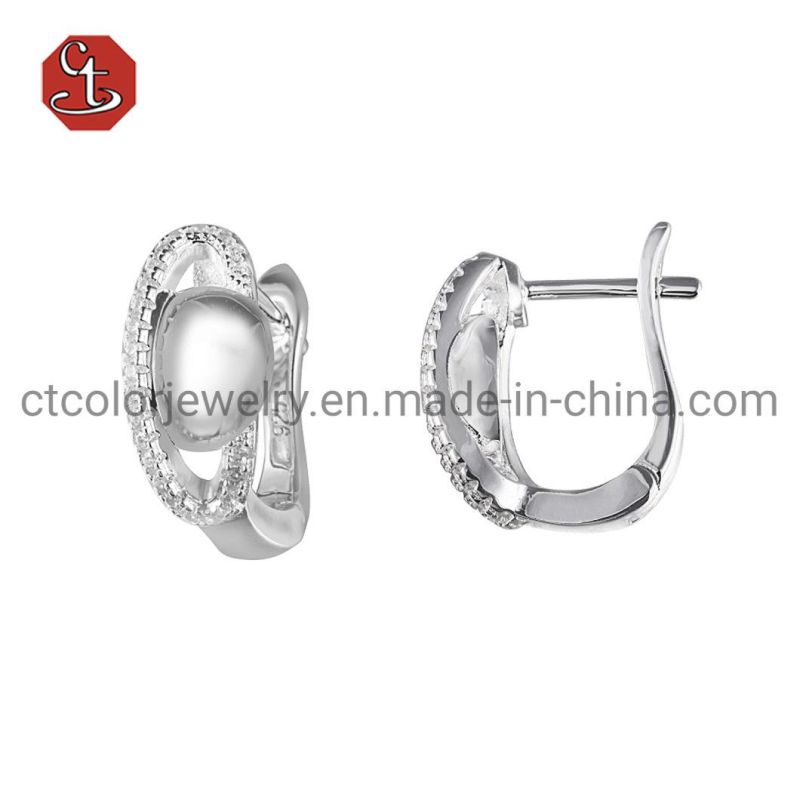 Fashion Jewelry Stud Earring with CZ High Quality Planet Silver Earring