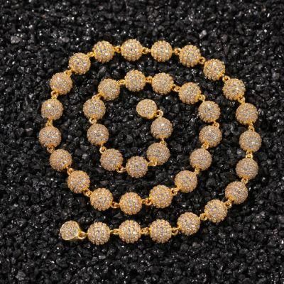 Hip Hop Round Bead Chain Personality Copper Set Zircon Necklace