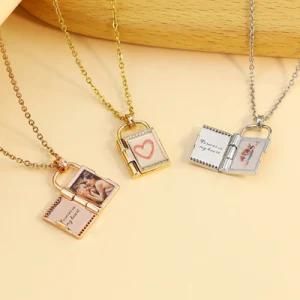 Astofli Newjewellery DIY Lettering Color Printing Photo Frame Memory Medallions Photo Locket Picture Pendant Necklace