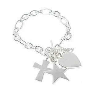 New Popular Sterling Silver Chain Bracelets with Cross Star Charms